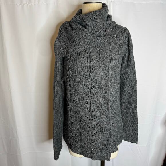 Maine New England Chunky Cable Knit Cowl Neck Sweater Button Shoulder 20 - Picture 2 of 8